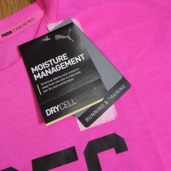 Puma Babes For Barbells Running Training T Shirt Pink Black Cancer Awareness Top - Picture 7 of 7